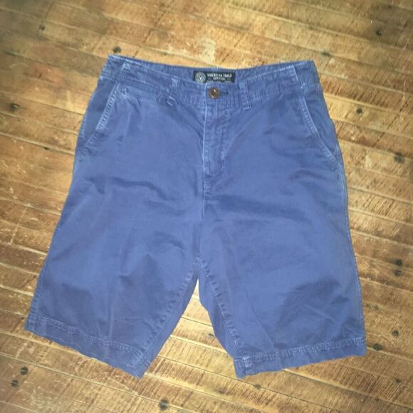 American Eagle blue longer length Flat front chino size 30 shorts - Picture 1 of 3